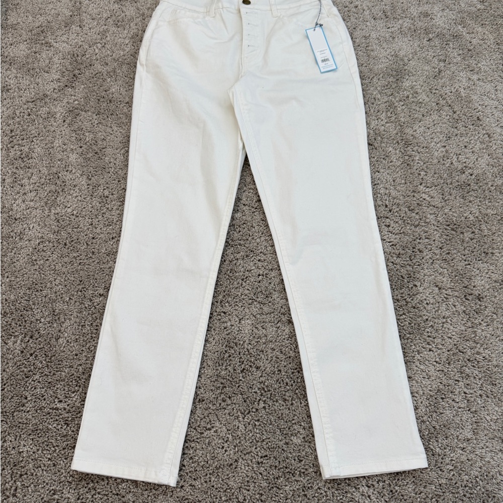 NWT Draper James RSVP White High Waisted Relaxed Skinny Pants Size 8
